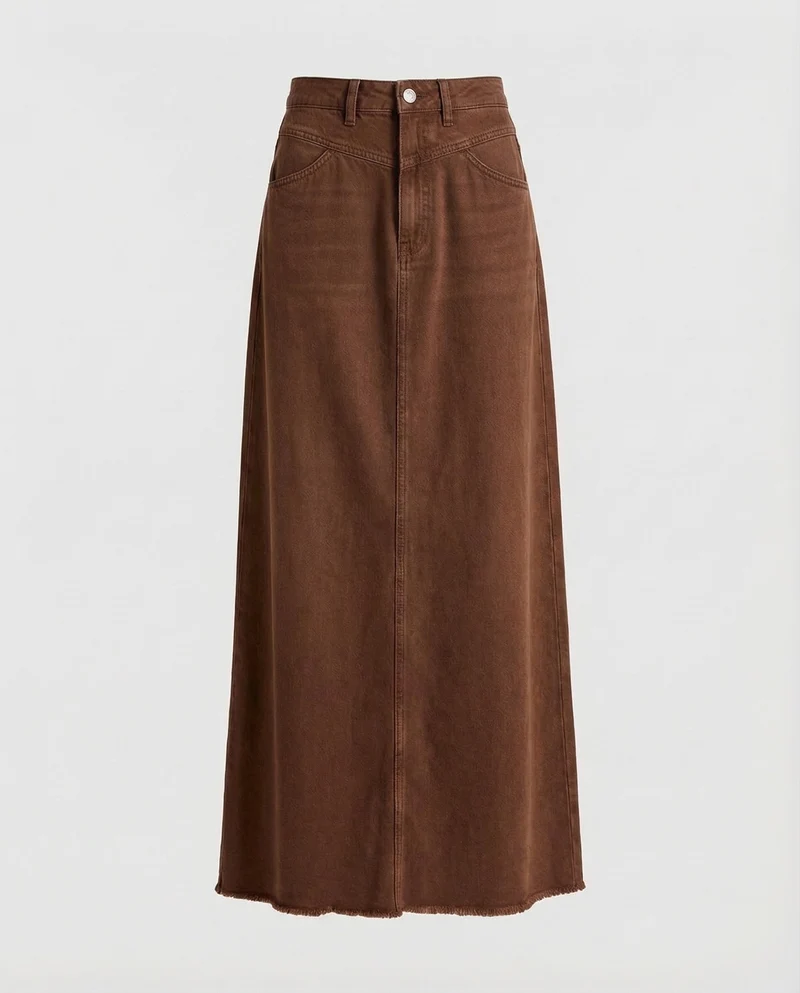Damen hochgeschnittener Denim-Maxi-Rock