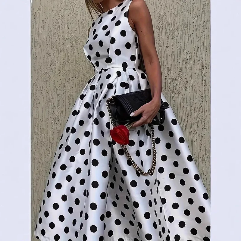 Damen A-Linie Kleid mit Polka-Dots
