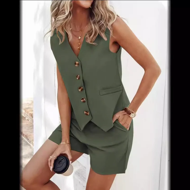 Damen ärmelloses Blusenset mit Shorts