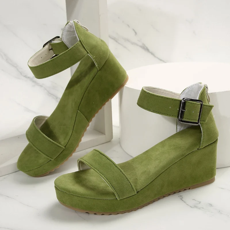 Damen Keil-Sandalen mit verstellbarem Riemen und rutschfester Sohle