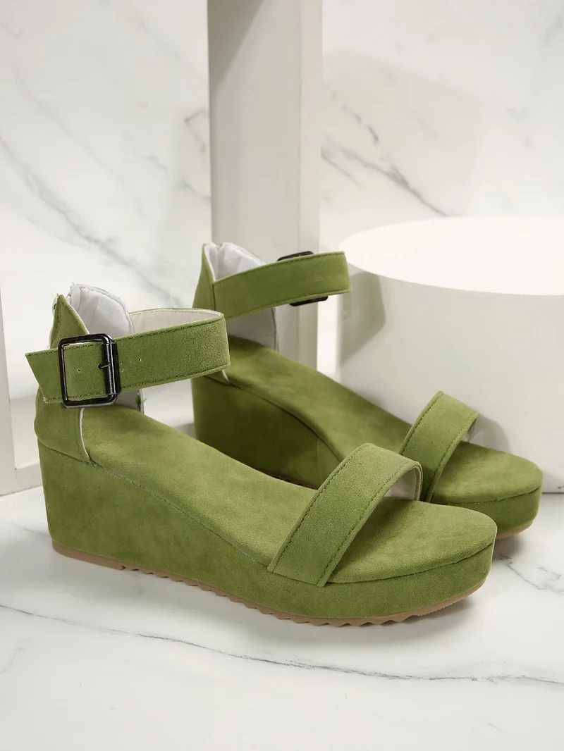 Damen Keil-Sandalen mit verstellbarem Riemen und rutschfester Sohle