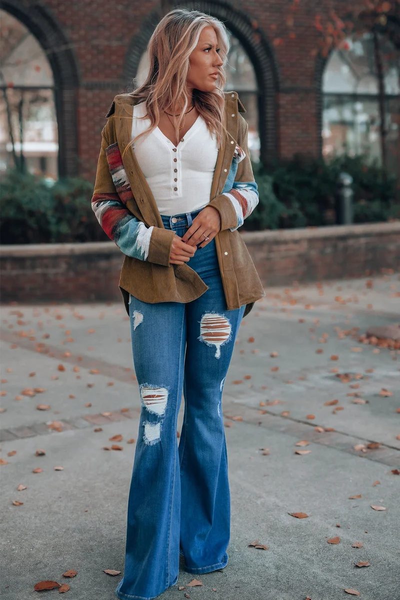 Cordjacke Mit Aztekenmuster