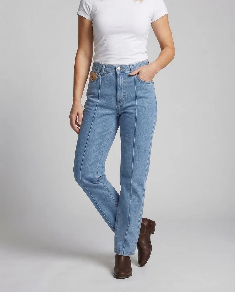 Unisex Weite Relax-Jeans Kontrastnaht