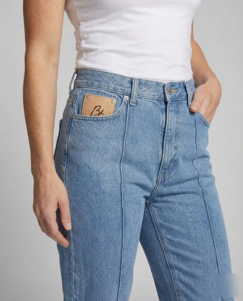 Unisex Weite Relax-Jeans Kontrastnaht