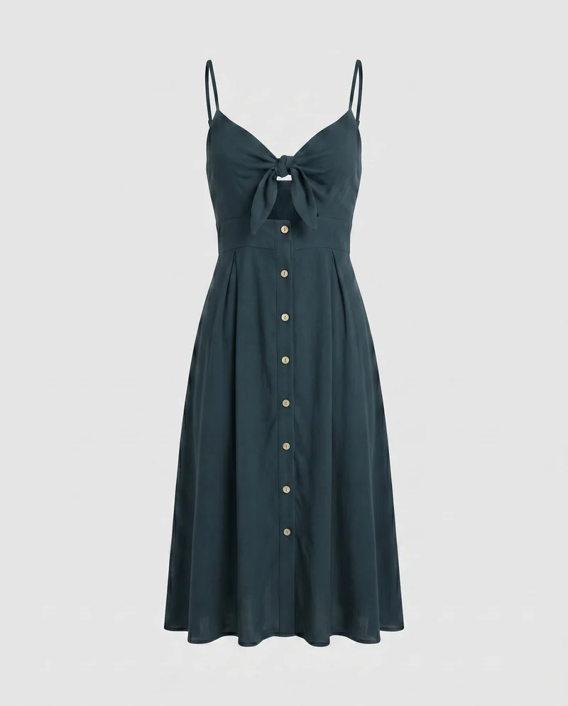 Damen Sommerliches Kleid mit raffiniertem Cut-Out und verspieltem Knoten