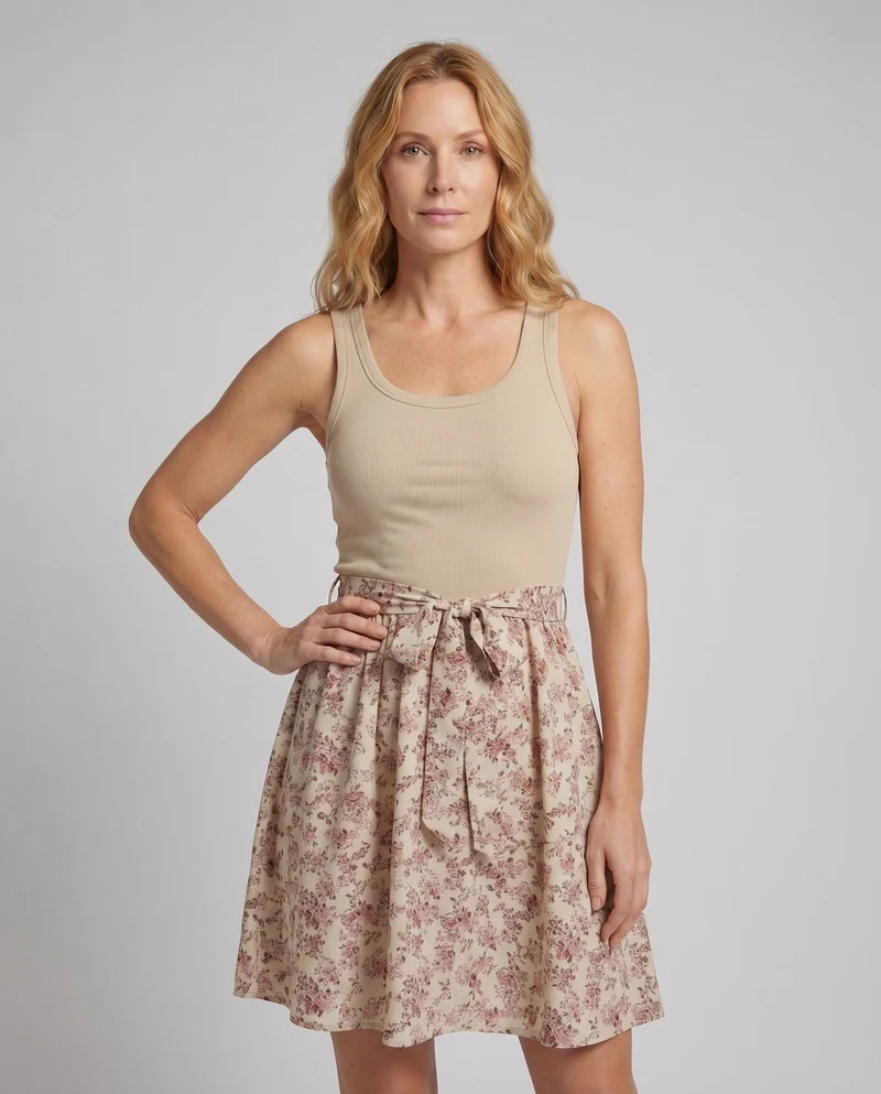 Damen Kurzkleid Bustier Unterbrustnaht Glockenrock