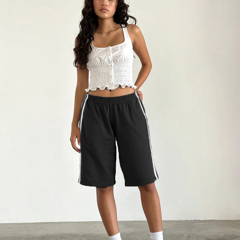 Damen lässige Sport-Bermudashorts mit seitlichen Streifen Nord Taschen