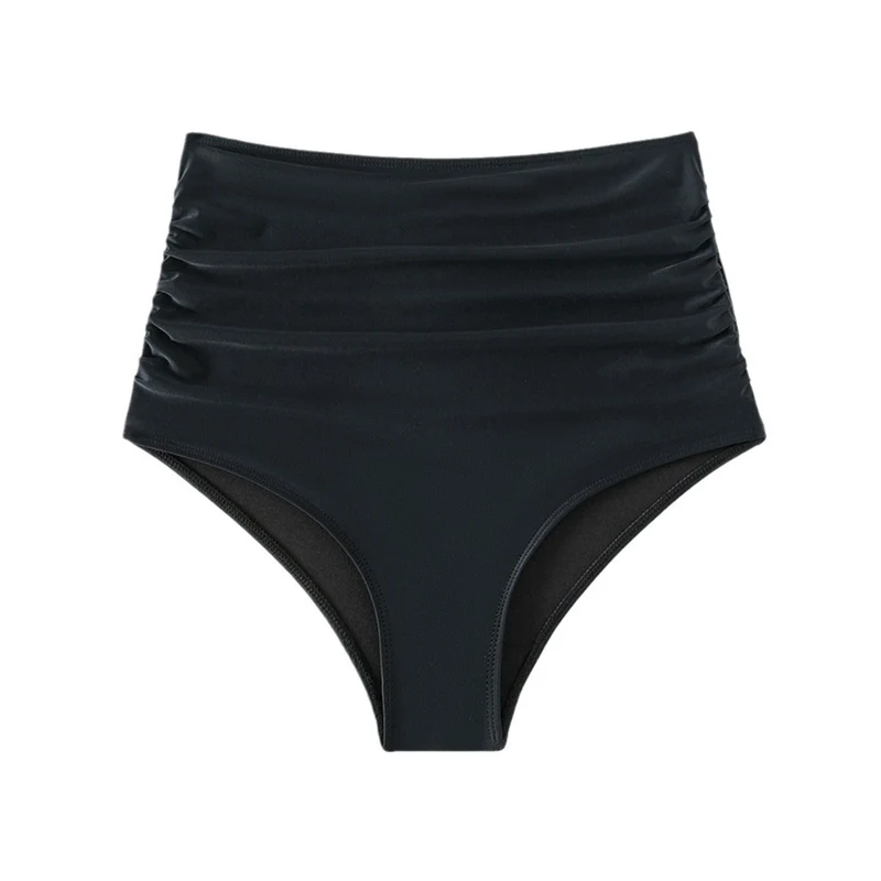Damen Hochtaillierte Bikini-Hose mit figurformender Raffung