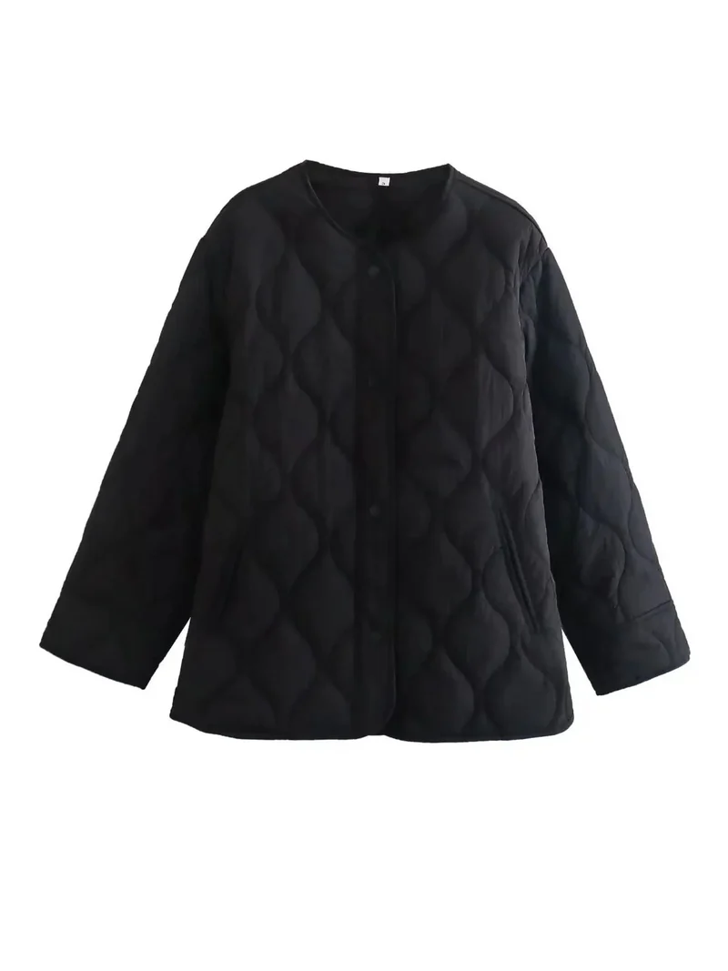 Gepolsterte Jacke Damen, Leichtes Übergröße Modell mit Taschen, Knopfverschluss