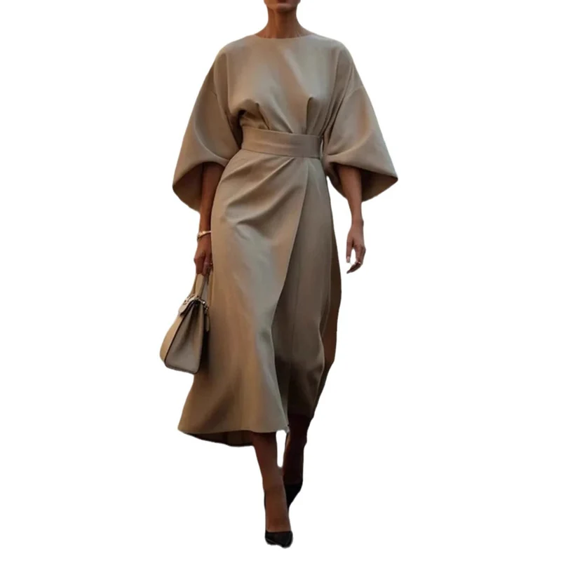 Damen Elegantes Maxikleid mit innovativem Schnitt und voluminösen Ärmeln