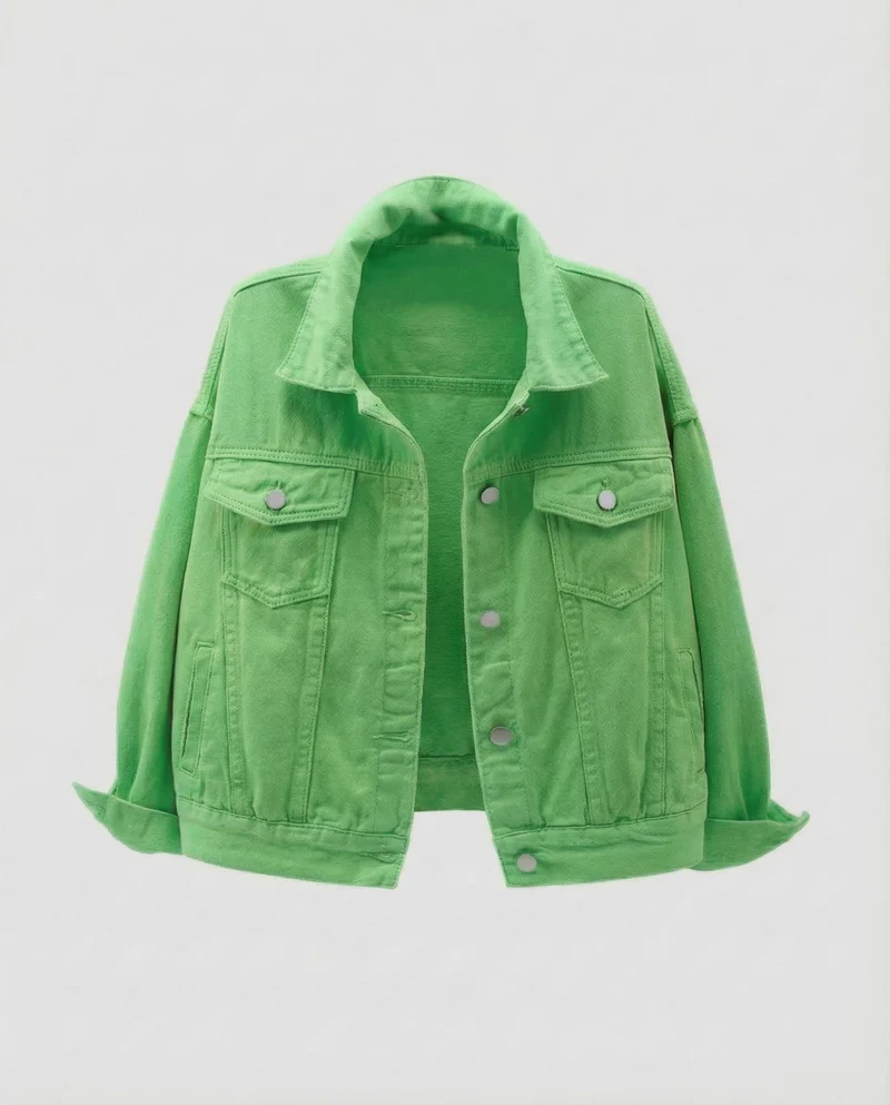 Damen Kastige Kurzjeansjacke Pattentaschen