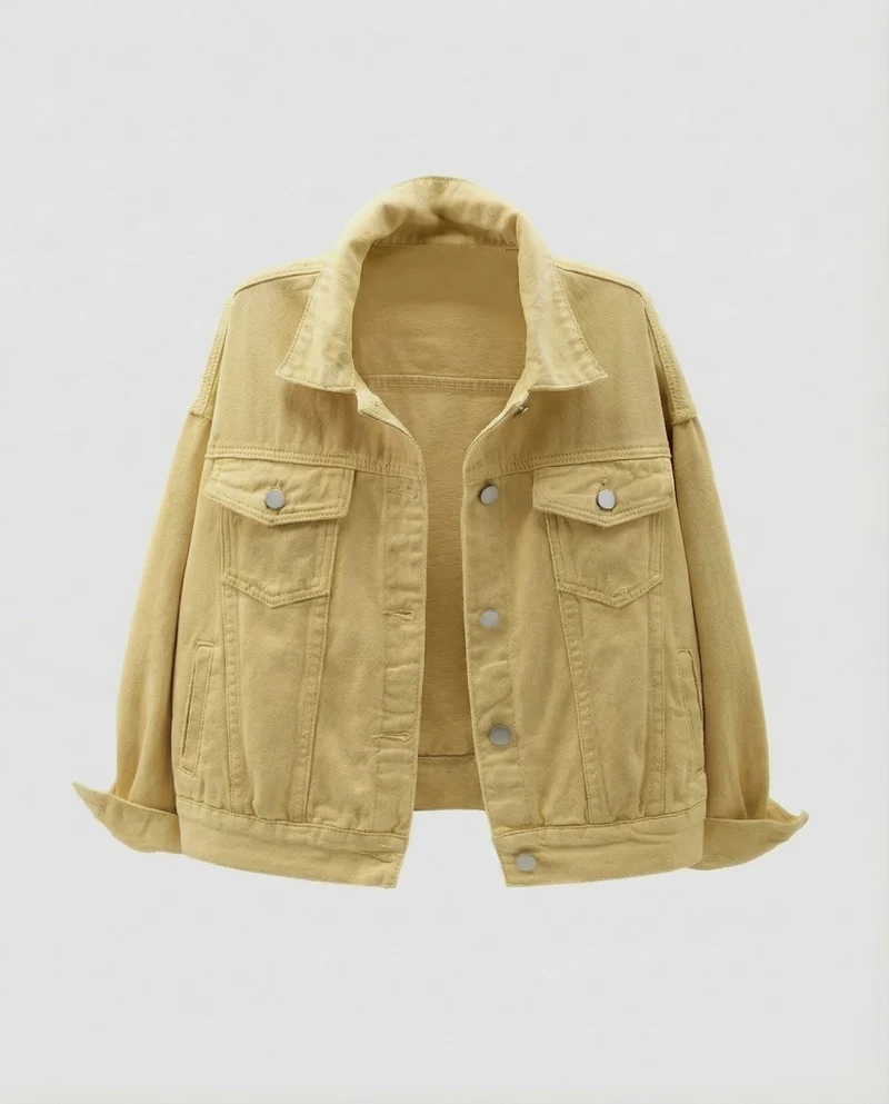 Damen Kastige Kurzjeansjacke Pattentaschen