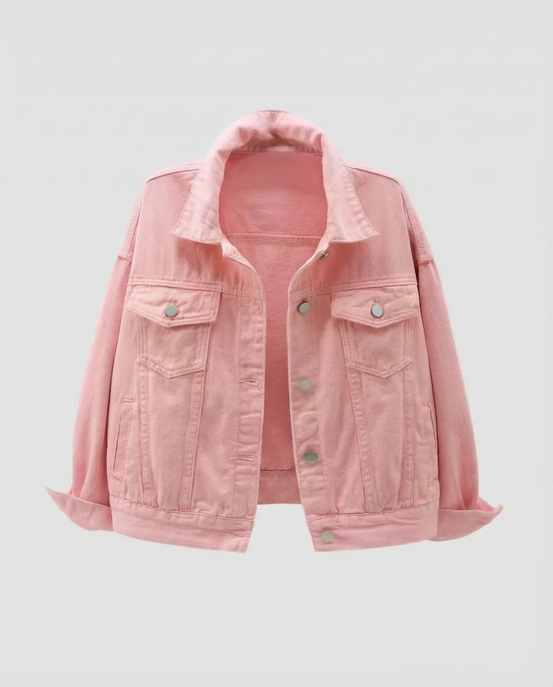 Damen Kastige Kurzjeansjacke Pattentaschen