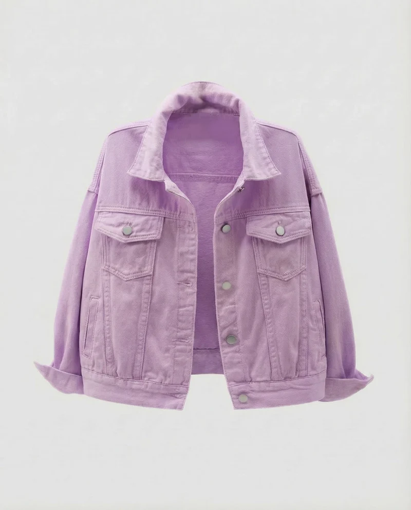 Damen Kastige Kurzjeansjacke Pattentaschen