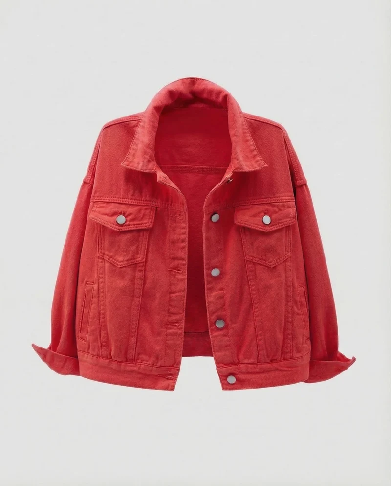 Damen Kastige Kurzjeansjacke Pattentaschen