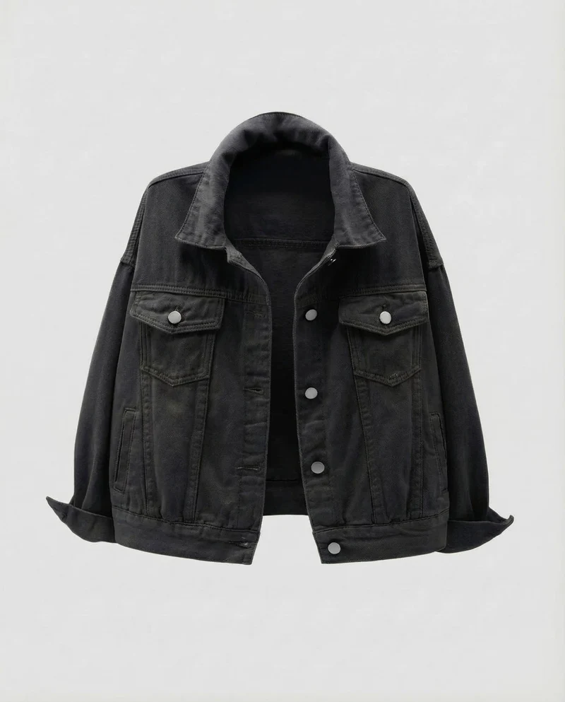 Damen Kastige Kurzjeansjacke Pattentaschen