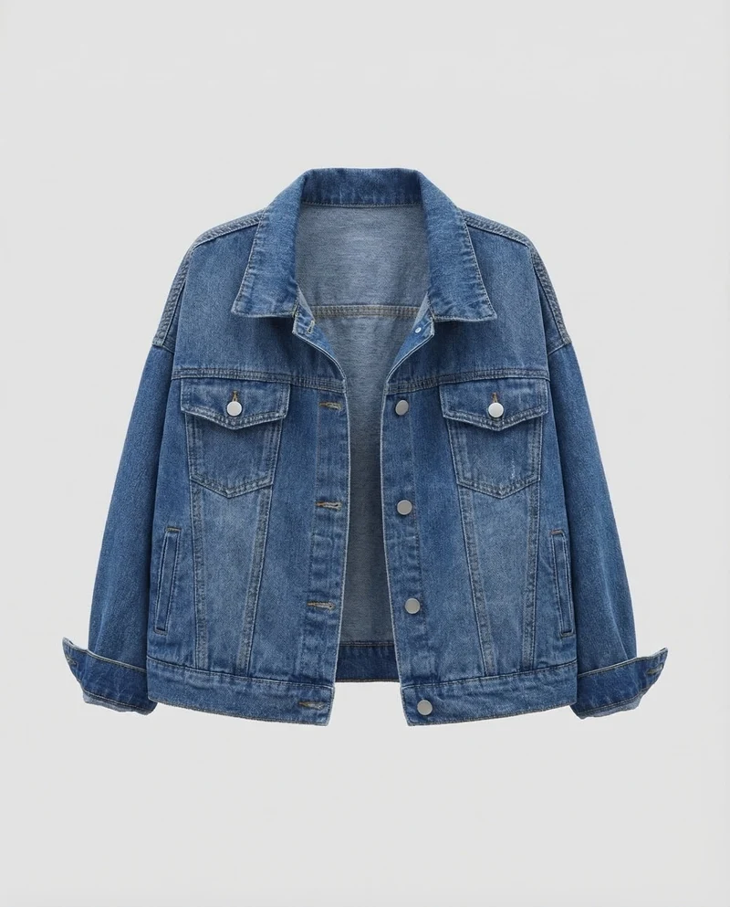 Damen Kastige Kurzjeansjacke Pattentaschen