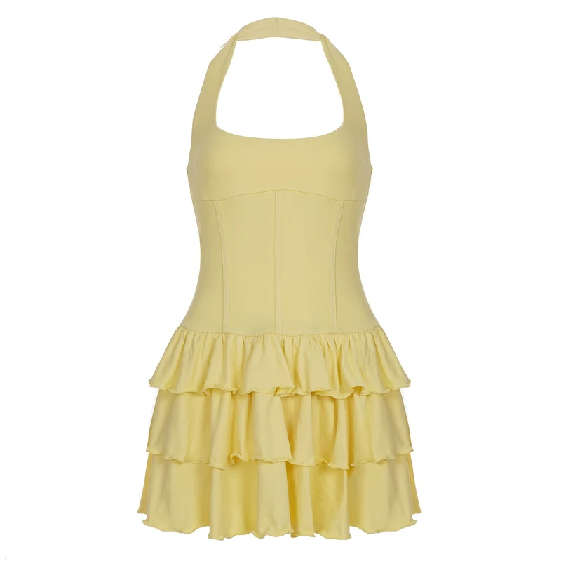Damen Wickelkleid mit voluminösem Rüschensaum und eleganter Silhouette