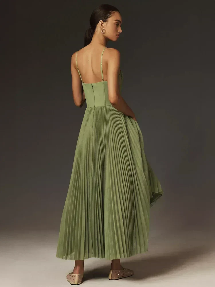 Falten Korsett Midi-Kleid für Damen