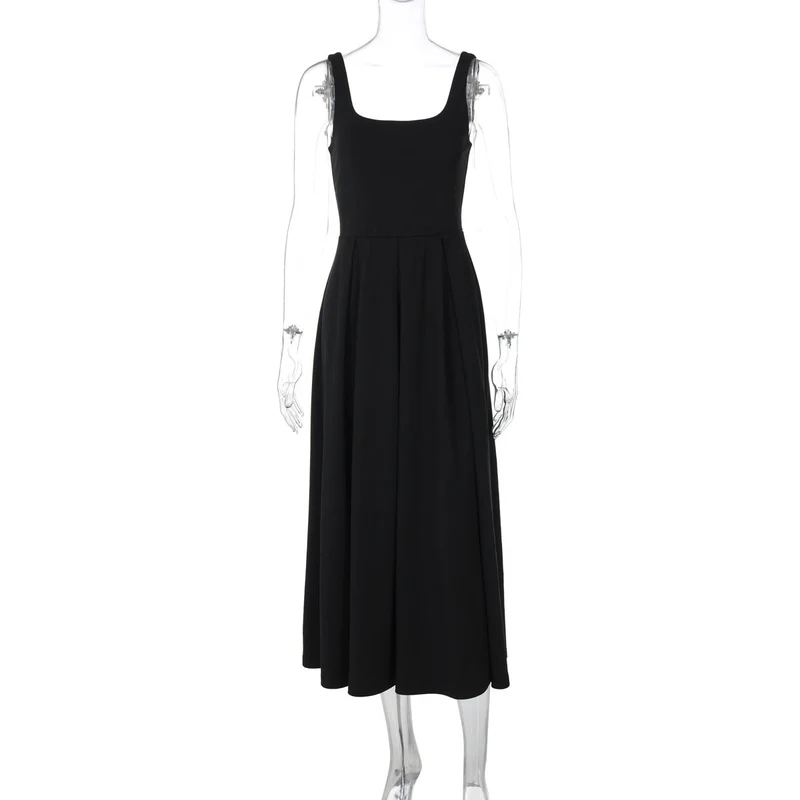 Damen Elegantes Maxikleid mit A-Linie und breiten Trägern