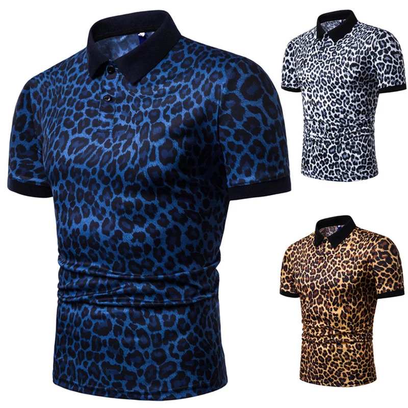 Herren Polo-Shirt mit aufregendem Leopardenmuster und modernem Schnitt
