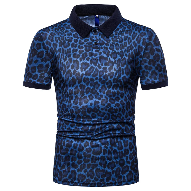 Herren Polo-Shirt mit aufregendem Leopardenmuster und modernem Schnitt