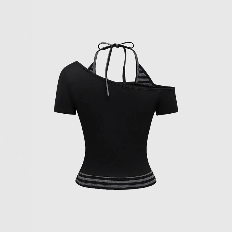 Damen Off-Shoulder Top mit grafischem Design
