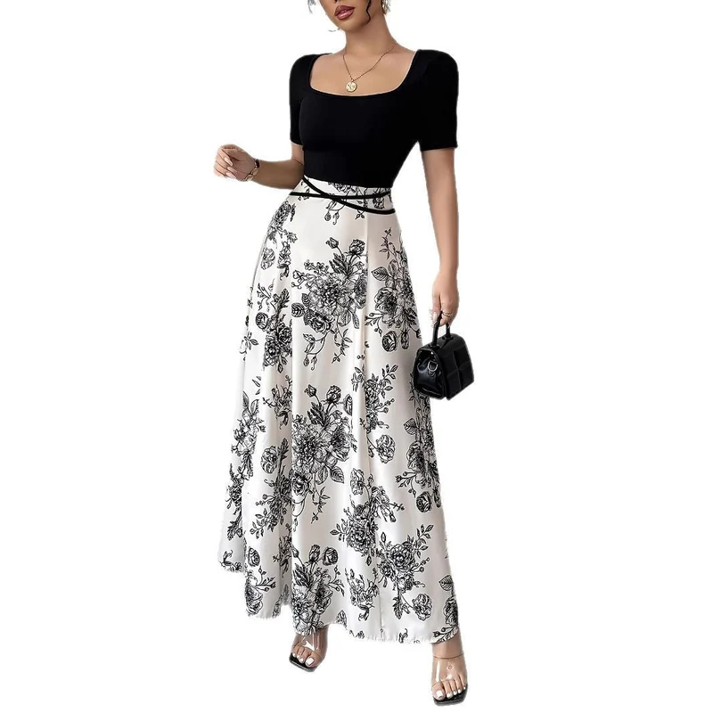 Damen Elegantes Maxikleid mit floralem Design und tailliertem Schnitt Nord Taschen