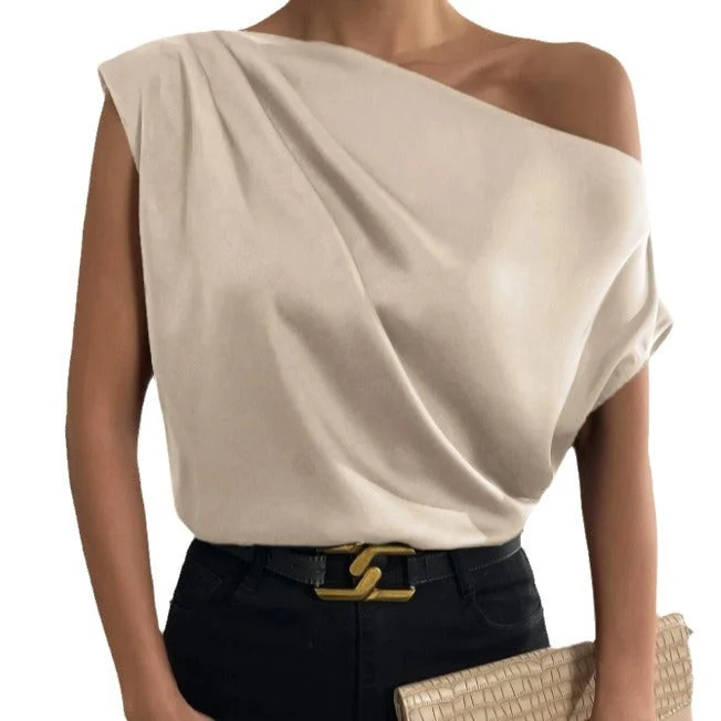 Damen Elegantes, schulterfreies Satinoberteil