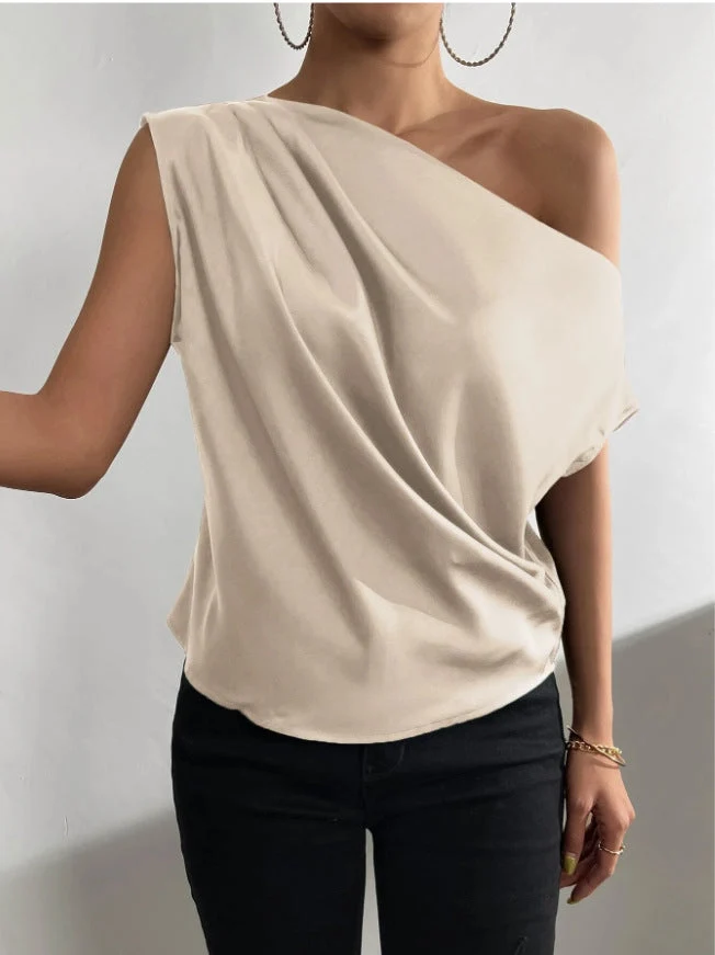 Damen Elegantes, schulterfreies Satinoberteil