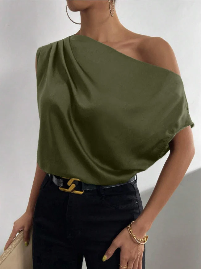 Damen Elegantes, schulterfreies Satinoberteil