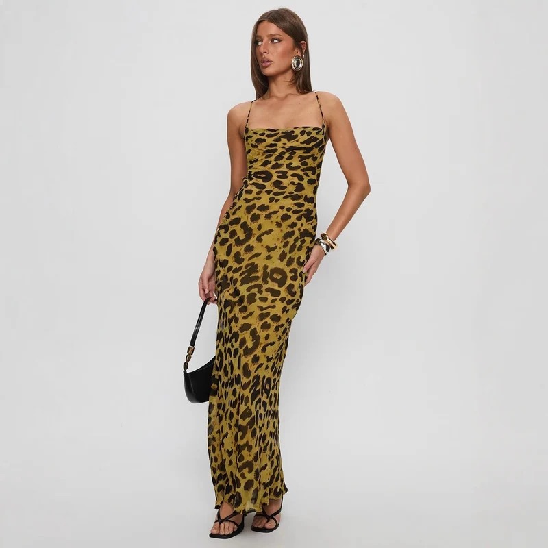 Damen Elegantes Abendkleid mit floralem Spitzenmuster und Spaghettiträgern