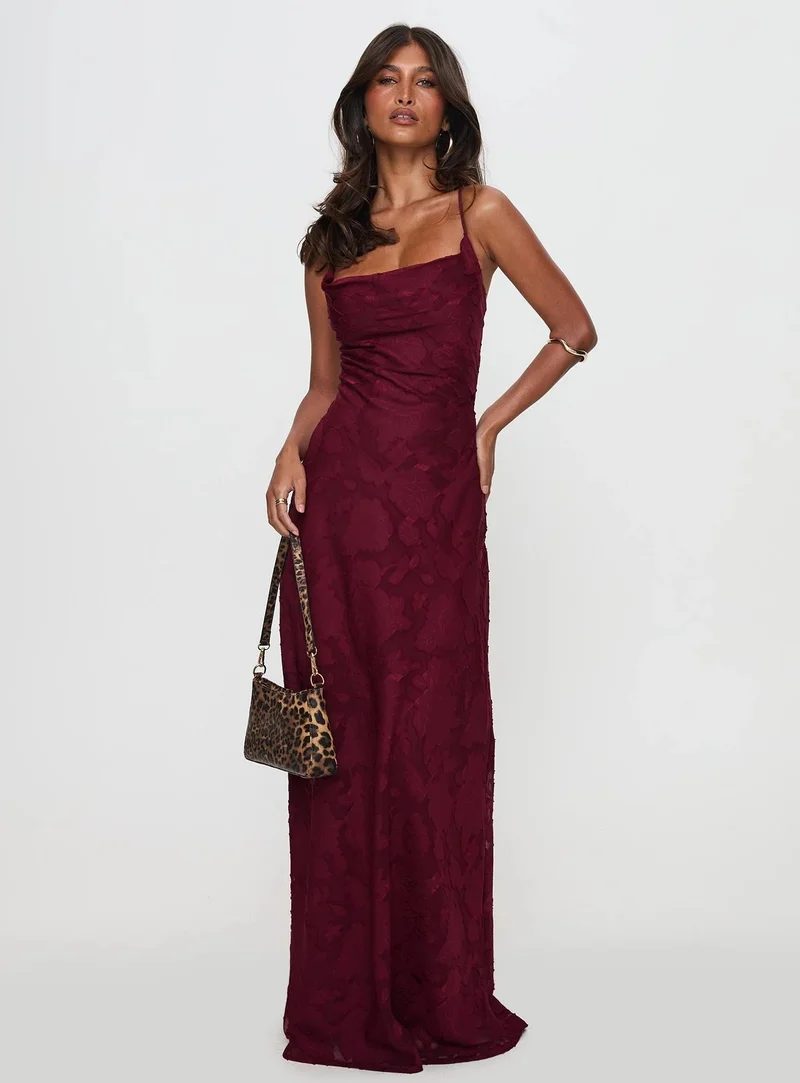 Damen Elegantes Abendkleid mit floralem Spitzenmuster und Spaghettiträgern