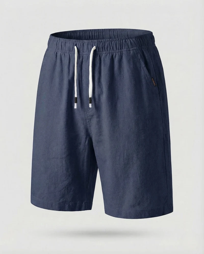 Herren Bermuda Baumwolle Leinen Elastikbund
