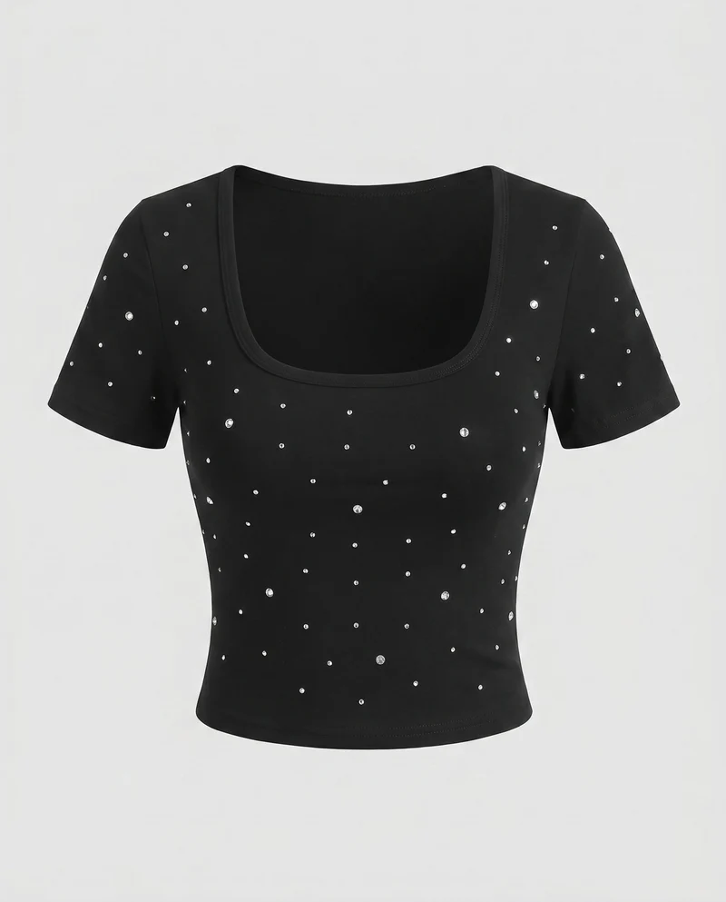 Damen Crop-Top mit funkelnden Pailletten