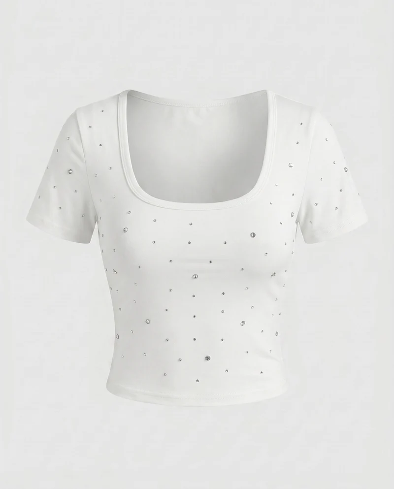 Damen Crop-Top mit funkelnden Pailletten