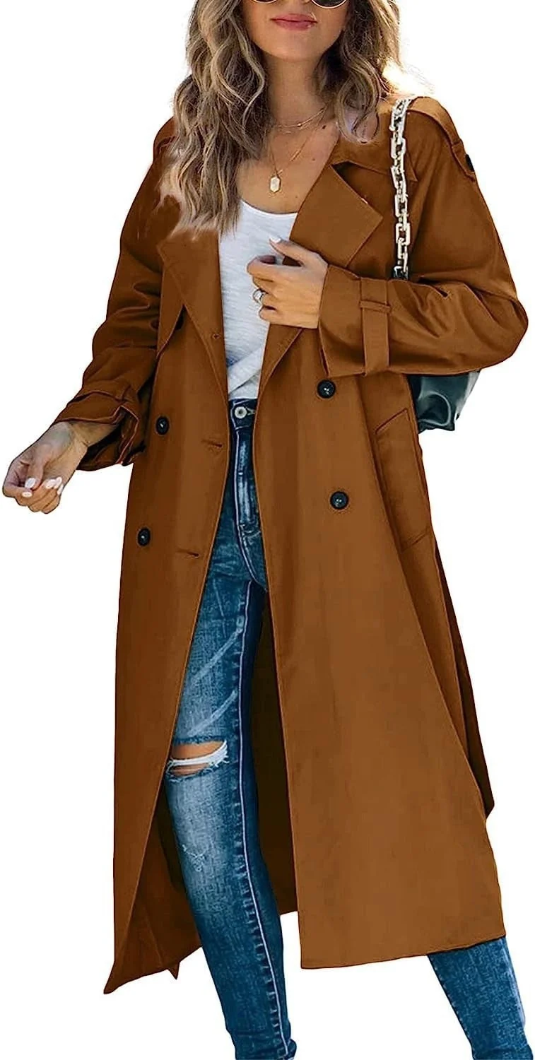 Damen Modischer Trenchcoat mit doppelter Knopfleiste und lässigem Schnitt