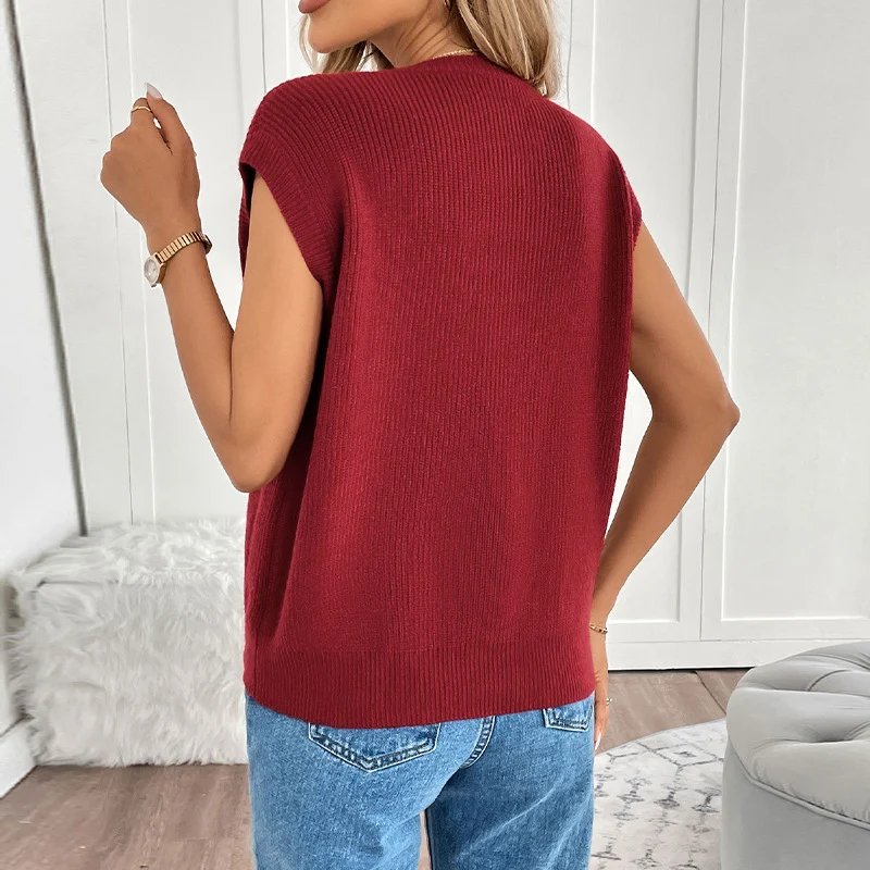 Damen Ärmellose Strickweste mit Zierknopfleiste, aufgesetzten Taschen & gerippter Struktur Nord Taschen
