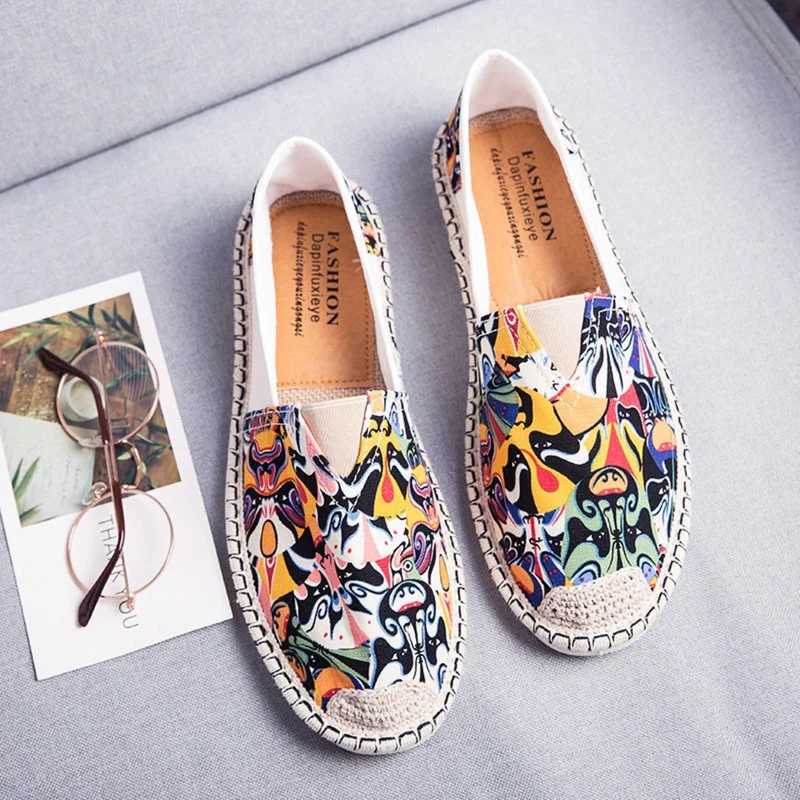 Atmungsaktive Canvas Espadrilles mit Grafischem Druck