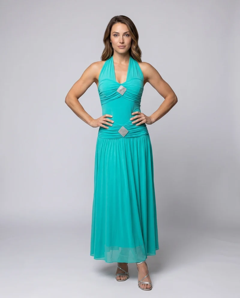 Damen Abendkleid mit elegantem V-Ausschnitt und verführerischer Raffung