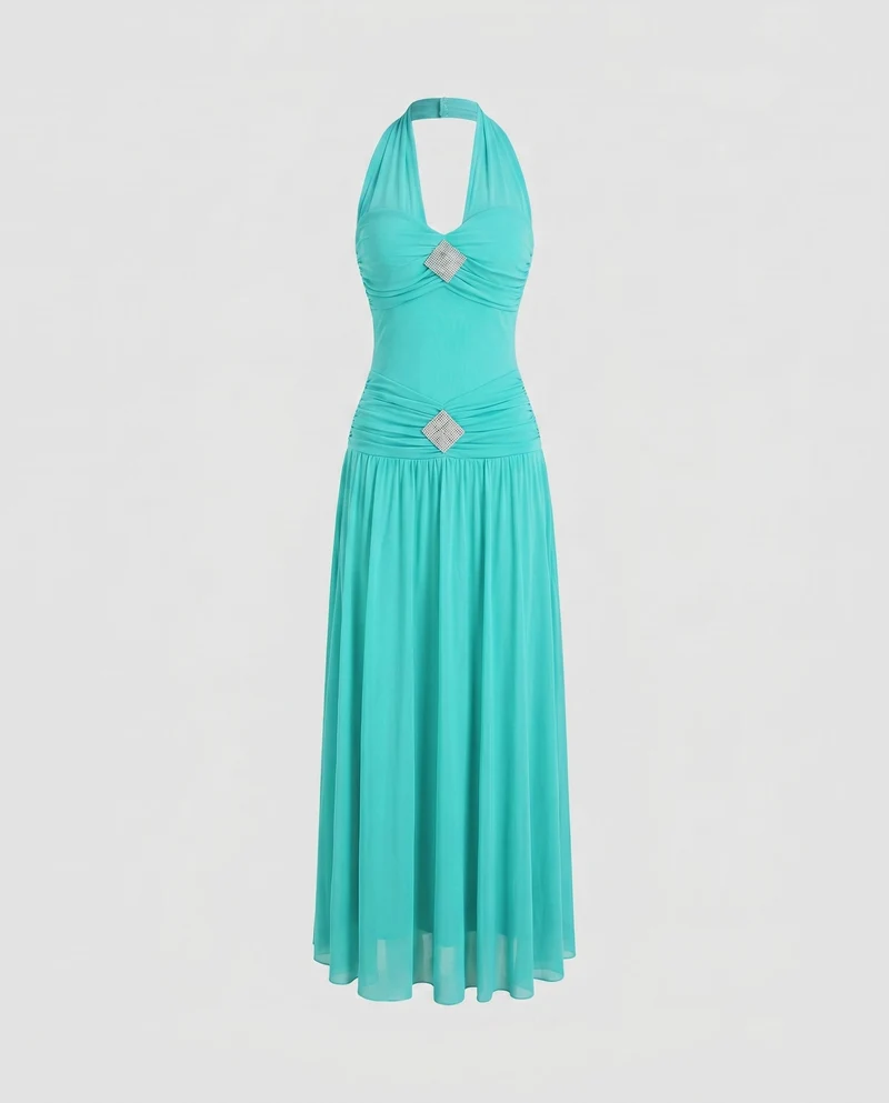 Damen Abendkleid mit elegantem V-Ausschnitt und verführerischer Raffung