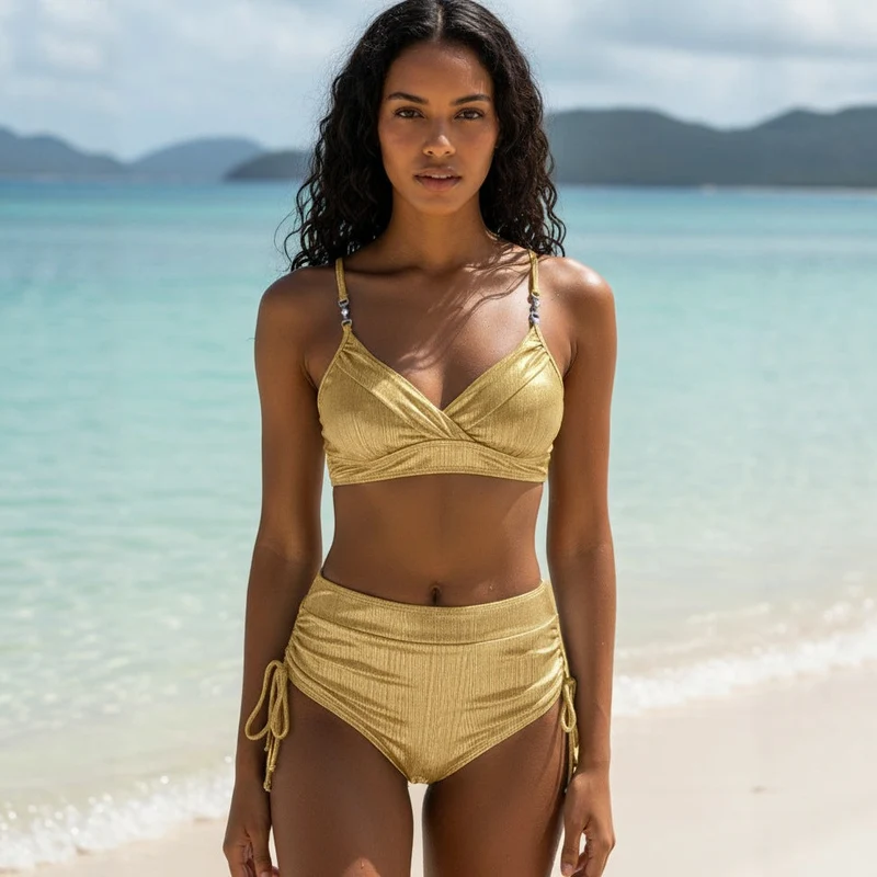 Damen Hochtailliertes und glamouröses Bikini-Set