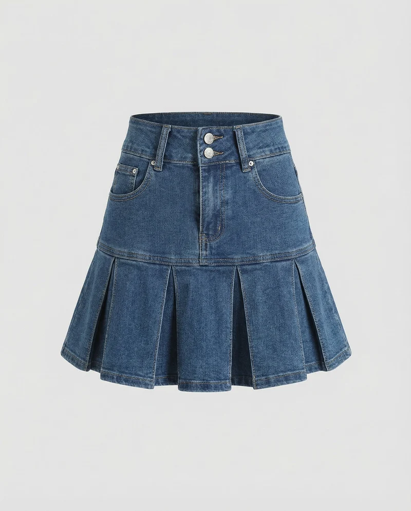 Damen Klassische Glockenbahnen Denim Jeansminirock