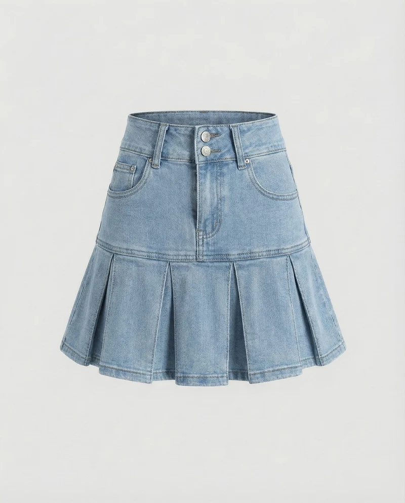 Damen Klassische Glockenbahnen Denim Jeansminirock