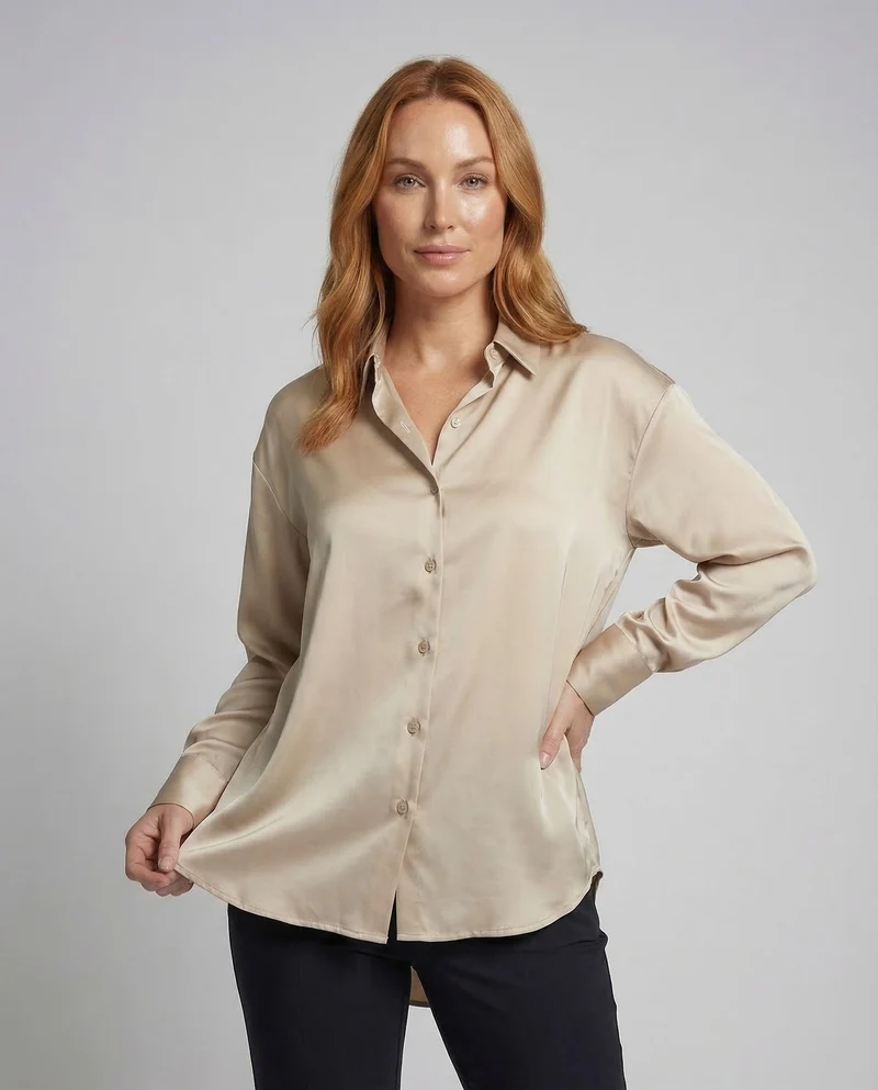 Damen Satinbluse Oversize