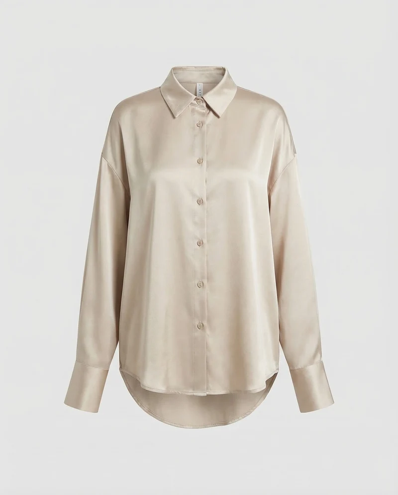 Damen Satinbluse Oversize