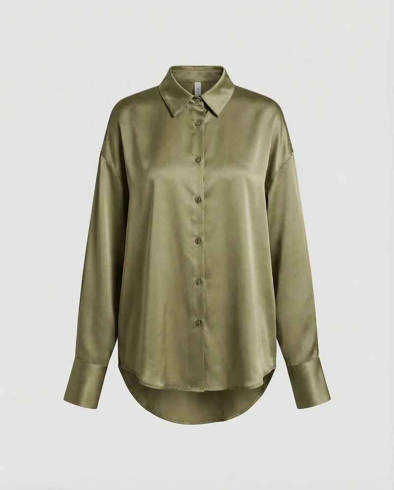 Damen Satinbluse Oversize
