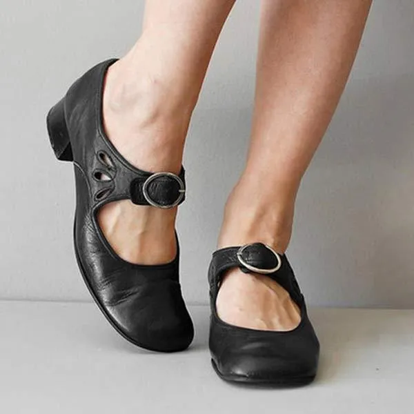 Damen Mary Jane Schuhe mit runder Spitze Vintage Stil