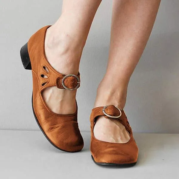 Damen Mary Jane Schuhe mit runder Spitze Vintage Stil