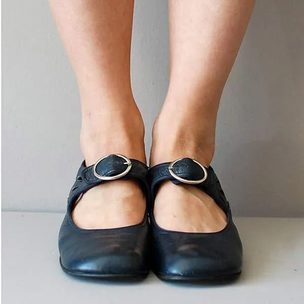 Damen Mary Jane Schuhe mit runder Spitze Vintage Stil